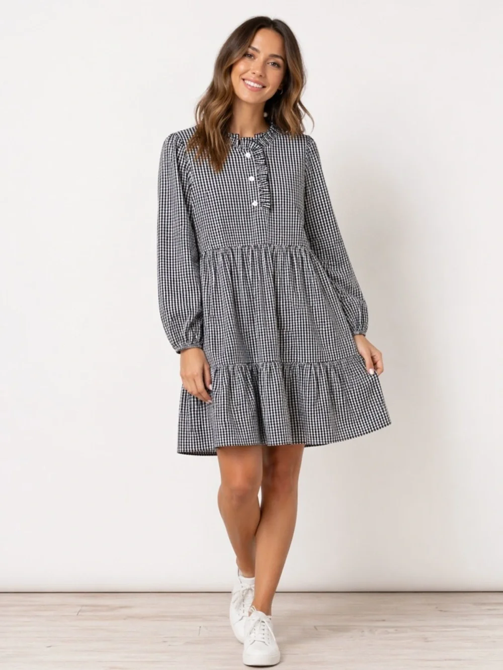 Little English Navy and White Gingham Kids Dress